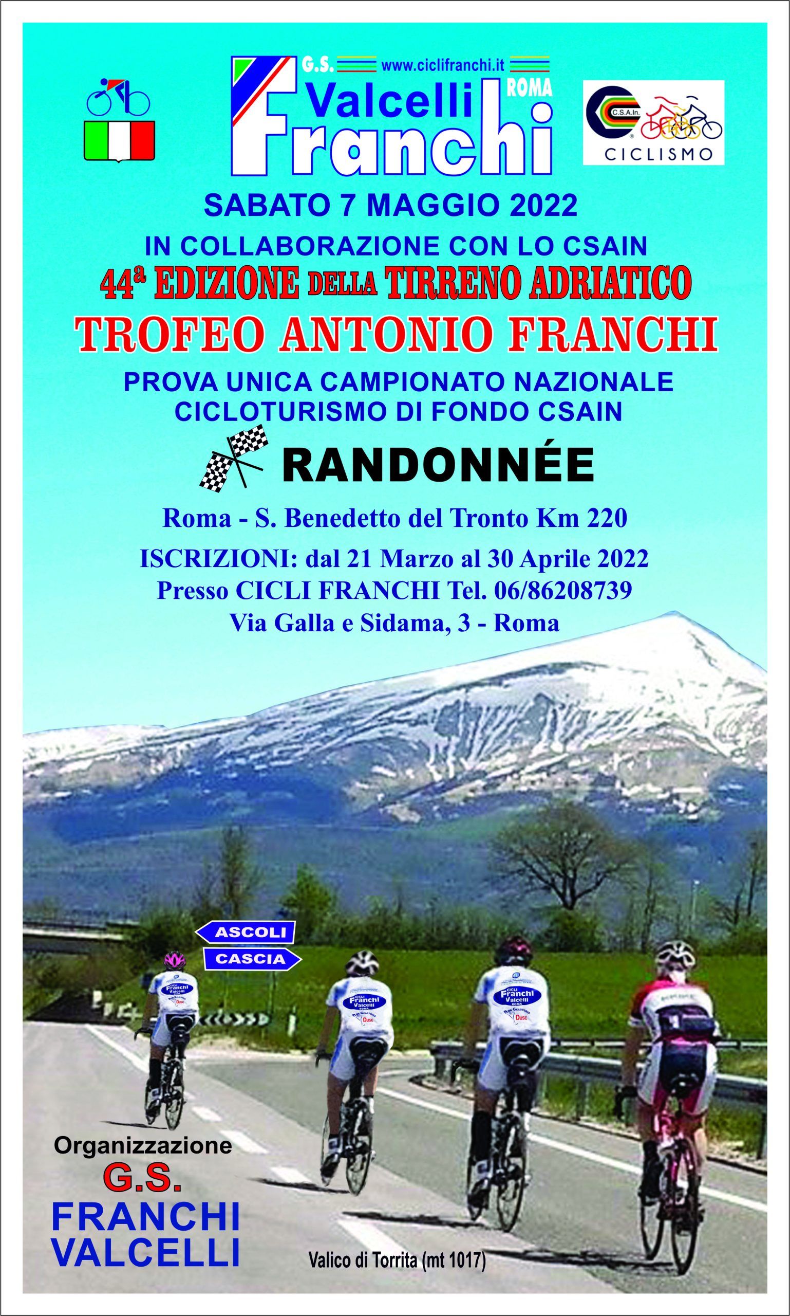 Roma 44^ edizione della Tirreno Adriatico CSAIn CSAIn